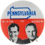 "PENNSYLVANIA FOR NIXON / AGNEW" JUGATE BUTTON FROM STATE SET.