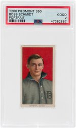 1909-11 T206 PIEDMONT 350 BOSS SCHMIDT PORTRAIT-RED PSA GOOD 2.