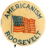 "AMERICANISM ROOSEVELT" AMERICAN FLAG BUTTON HAKE #210.