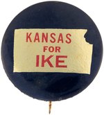 "KANSAS FOR IKE" STATE SET BUTTON.