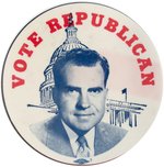 NIXON CAPITOL DOME "VOTE REPUBLICAN" PORTRAIT BUTTON.