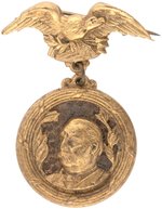 CLEVELAND HIGH RELIEF BRASS SHELL PORTRAIT BADGE.
