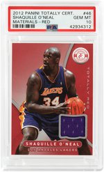 2012 PANINI TOTALLY CERTIFIED SHAQUILLE O'NEAL HOF #46 MATERIALS - RED PSA GEM MT 10 (JERSEY PIECE).