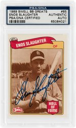 1989 SWELL BB GREATS ENOS SLAUGHTER (HOF) #65 PSA/DNA CERTIFIED AUTHENTIC AUTOGRAPH.