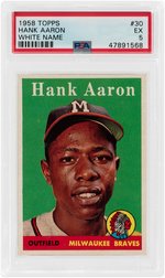 1958 TOPPS HANK AARON (HOF) #30 WHITE NAME PSA EX 5.