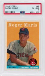 1958 TOPPS ROGER MARIS #47 ROOKIE CARD PSA EX-MT 6.