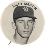 1950s BILLY MARTIN PM10 REAL PHOTO STADIUM BUTTON.