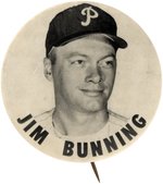 1960s JIM BUNNING (HOF) PM10 STADIUM BUTTON.