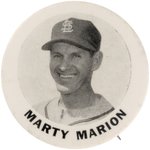 1952-53 MARTY MARION PM10 STADIUM BUTTON.