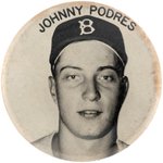 1950s JOHNNY PODRES PM10 REAL PHOTO STADIUM BUTTON.