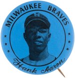 1950s HANK AARON (HOF) "MILWAUKEE BRAVES" PM10 STADIUM BUTTON.