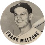 1950s FRANK MALZONE PM10 STADIUM BUTTON.