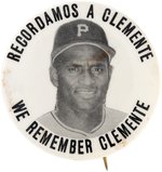 1973 ROBERTO CLEMENTE (HOF) PM10 MEMORIAL BUTTON.