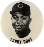 1950s LARRY DOBY (HOF) PM10 REAL PHOTO STADIUM BUTTON.