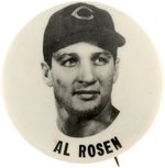 1950s AL ROSEN PM10 REAL PHOTO STADIUM BUTTON.