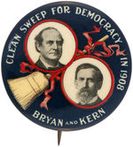 “BRYAN AND KERN/CLEAN SWEEP FOR DEMOCRACY IN 1908” GRAPHIC AND SCARCE JUGATE.