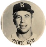 1950s PEEWEE REESE (HOF) PM REAL PHOTO STADIUM BUTTON.