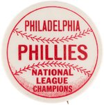 1950 "PHILADELPHIA PHILLIES NATIONAL LEAGUE CHAMPIONS" TEAM NAME VARIETY BUTTON