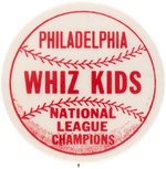 1950 PHILADELPHIA PHILLIES NATIONAL LEAGUE CHAMPIONS "WHIZ KIDS" VARIETY BUTTON