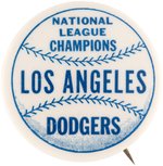 1959 "NATIONAL LEAGUE CHAMPIONS LOS ANGELES DODGERS" BUTTON.