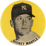 1960s MICKEY MANTLE (HOF) LARGE BUTTON (COLOR VARIETY).