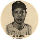 1940s JOE DiMAGGIO (HOF) "YANKEES" PM10 STADIUM BUTTON.