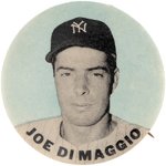 1940s JOE DiMAGGIO (HOF) PM10 STADIUM BUTTON (COLOR VARIETY).