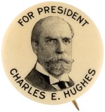 "FOR PRESIDENT CHARLES E. HUGHES" CLASSIC PORTRAIT BUTTON BY W&H FROM 1916.