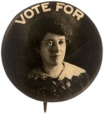 RARE REAL PHOTO BUTTON BUT TWO CELLO CRACKS:  "VOTE FOR" WITH PHOTO OF UNIDENTIFIED WOMAN.