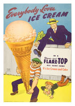 “FLARE TOP ICE CREAM CONE” STORE SIGN WITH DICK TRACY.