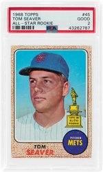 1968 TOPPS TOM SEAVER (HOF) #45 ALL-STAR ROOKIE GOLD CUP PSA GOOD 2.