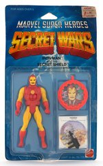 "MARVEL SUPER HEROES SECRET WARS - IRON MAN" ACTION FIGURE ON CARD.