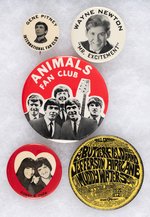 SCARCE 1960s MUSIC BUTTONS GROUP OF FIVE.