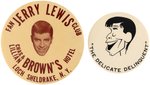 JERRY LEWIS EARLY/RARE FAN CLUB BUTTON FROM BROWN'S HOTEL PLUS MOVIE PROMO FROM 1957.