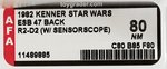 "STAR WARS: THE EMPIRE STRIKES BACK - ARTOO DETOO (R2-D2) SENSORSCOPE" 47 BACK-B AFA 80 NM.