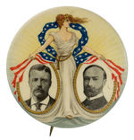 LARGEST SIZE ROOSEVELT 1904 JUGATE BUTTON WITH FULL FIGURE MISS LIBERTY.