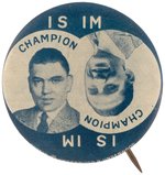 DEMPSEY AND CARPENTIER  "IS/IM/CHAMPION" UNUSUAL RARE BUTTON C. JULY 2, 1921 JERSEY CITY FIGHT.