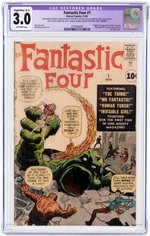 FANTASTIC FOUR #1 NOVEMBER 1961 CGC RESTORED 3.0 SLIGHT/MOD. (B-2) GOOD/VG (FIRST FANTASTIC FOUR).