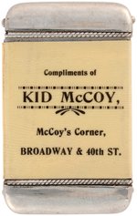 "COMPLIMENTS OF KID McCOY/McCOY'S CORNER/BROADWAY & 40th ST" CELLO WRAPPED MATCH SAFE.