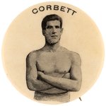 "CORBETT" THE CHAMPION  PORTRAIT BUTTON BY W&H 1897 BUT NO BACK PAPER.