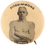 "FITZSIMMONS" THE CHALLENGER 1897 PORTRAIT BUTTON WITH W&H BACK PAPER.