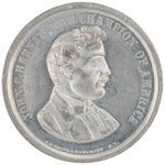 "JOHN C. HEENAN, THE CHAMPION OF AMERICA" C. APRIL 1860 HIGH GRADE WHITE METAL TOKEN.