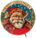 EARLY C. 1904 SANTA FIRST SEEN WITH BLACK ON YELLOW "MERRY CHRISTMAS" IMPRINT.