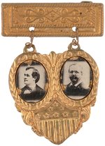 BRYAN/SEWELL 1896 GLOSSY REAL PHOTOS JUGATE ON HEART BRASS SHELL BADGE UNLISTED IN HAKE.