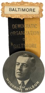 LARGE WILSON HAKE #3136 BUT THIS AS "DEMOCRATIC ORGANIZATION OF BALTIMORE" RIBBON BADGE.