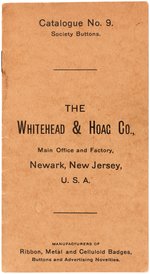 WHITEHEAD & HOAG CATALOG #9 FROM 1896 OFFERING SECRET, SOCIAL & SOCIETY BUTTONS/LAPEL STUDS.