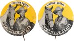 ROY ROGERS RIDERS CLUB MEMBER BUTTON PAIR W/RARE SPONSORSHIP IMPRINTS C. 1953.