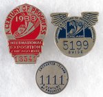 CHICAGO 1933 WORLD'S FAIR THREE EMPLOYEE BADGES INCLUDING ENCHANTED ISLAND.