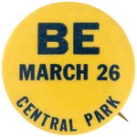 RARE 1967 "BE" IN BUTTON FROM HIPPIE CONGREGATION IN NYC'S CENTRAL PARK & FEATURED IN BUTTON POWER.