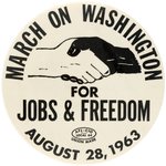 RARE LARGE VERSION 3.5" BUTTON FROM HISTORIC 1963 MARCH ON WASHINGTON FOR JOBS & FREEDOM.